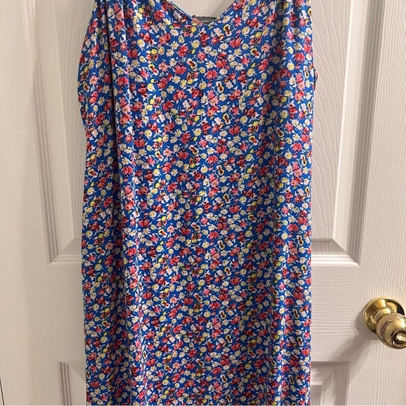 Vince Camuto Blue Floral Sleeveless Maxi Dress Size Medium Side Slits Cobalt - Picture 3 of 13